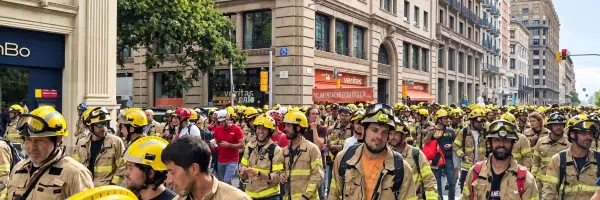 Пожарные попытались прорвать полицейское оцепление в Барселоне